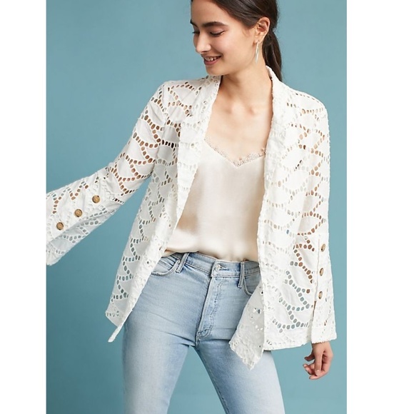anthropologie Jackets & Blazers - anthropologie FLOUNCED EYELET BLAZER